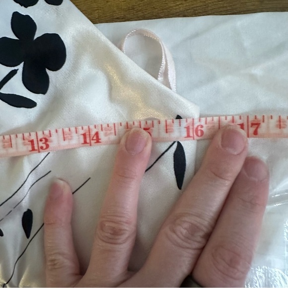 White & Black Floral Halter Midi Dress | Satin Look | Size S - Picture 6 of 8